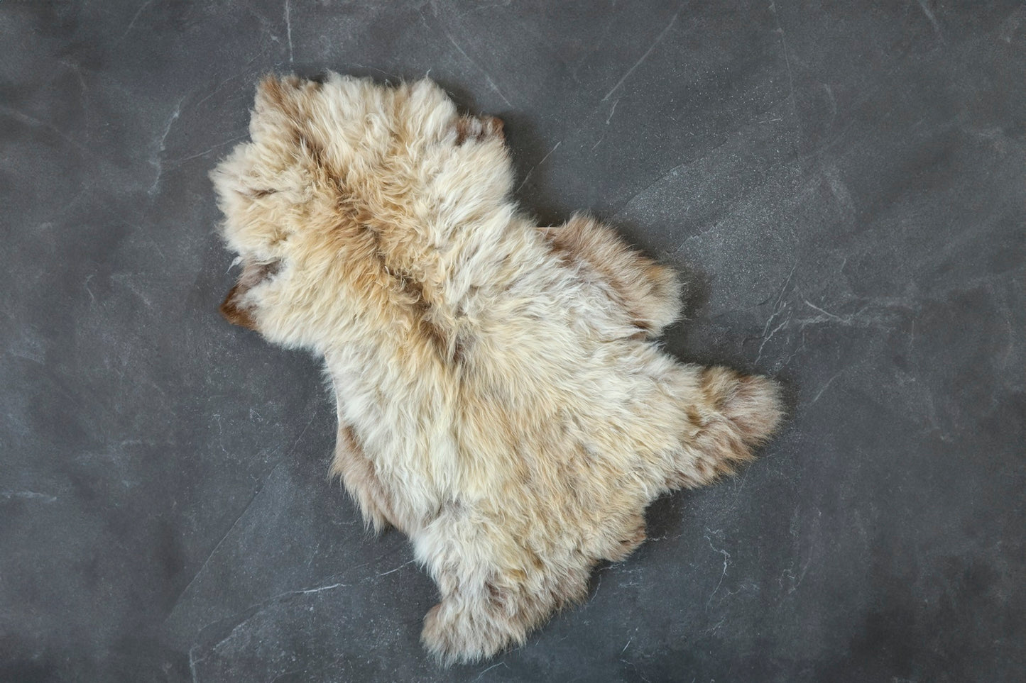 Bio-Schaffell, beige mit braunen Rückenstrich