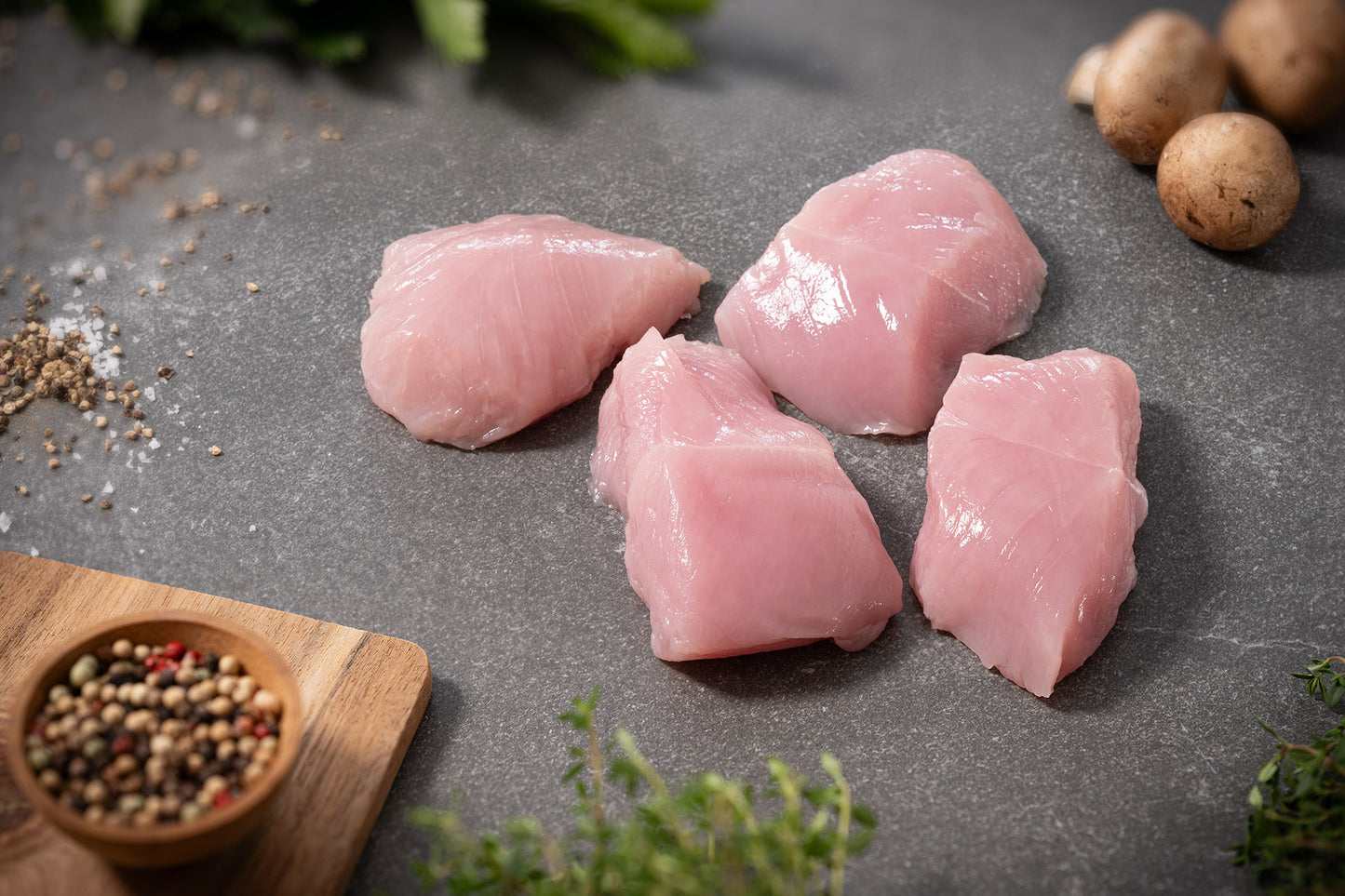 Bio-Putenmedaillons aus dem Innenfilet