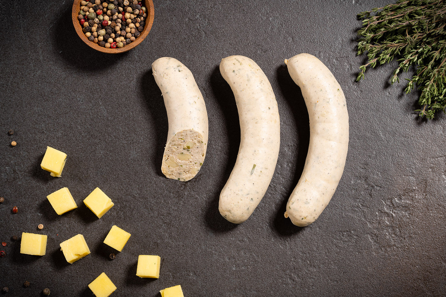 Bio-Puten-Kräuterbratwurst mit Käse