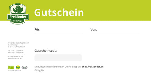 Freiländer Bio-Geflügel-Gutschein